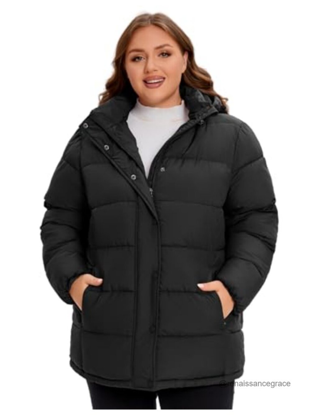 Plus Size Heavyweight Puffer Jacket Hooded Winter Coat Waterproof